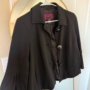 George Black Cropped Button-Front Blazer